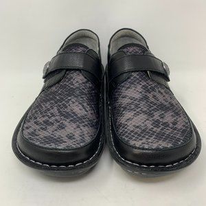 Alegria Brenna Women's Clog Snake Pattern Black Leather Size 38 EU US 8-8.5 M